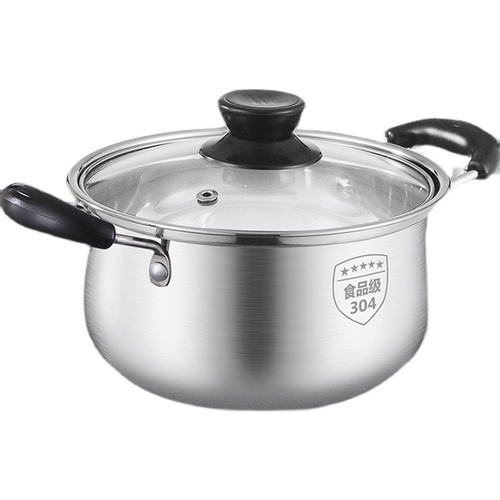 Food-grade 304 stainless steel milk pot soup pot baby food pot warm milk pot household composite bottom pot small cooking pot