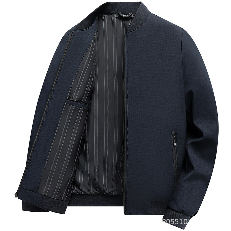 Dad's Middle-aged Jacket Men's Spring and Autumn New Vertical Collar Senior Sense Cadre Jacket Business Men's Spring and Autumn Jacket Dad's Middle-aged Jacket Men's Spring and Autumn New Vertical Collar Senior Sense Cadre Jacket Business Men's Spring and Autumn Jacket