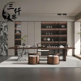 # Italian Style Light Luxury Tea Room New Chinese Style Rock Board Tea Table and Chair Solid Wood Tea Table Home Design Office Zen Style Tea Maker