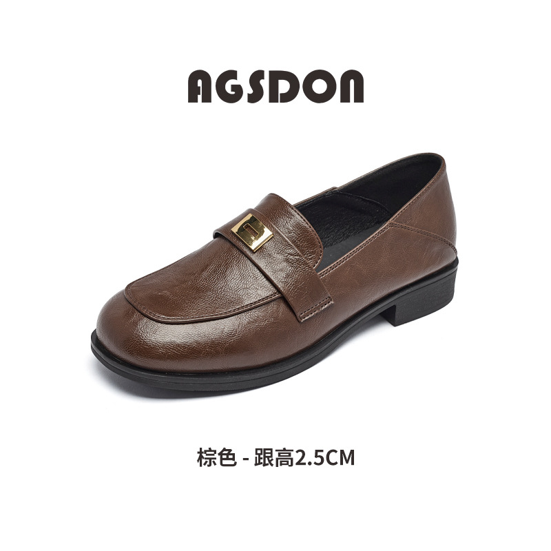 Zapatos de Lefour de fondo grueso para mujeres 2025 nuevo otoño negro estilo británico zapatos de cuero retro zapatos de viaje único