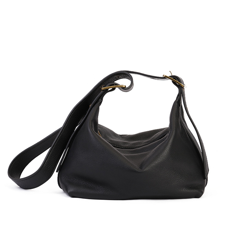 New Women's Genuine Leather Shoulder Bag, Fashion Retro Crossbody Bag, Top Grain Cowhide Versatile Zipper Soft Leather Commuter Bag - Thumbnail 5