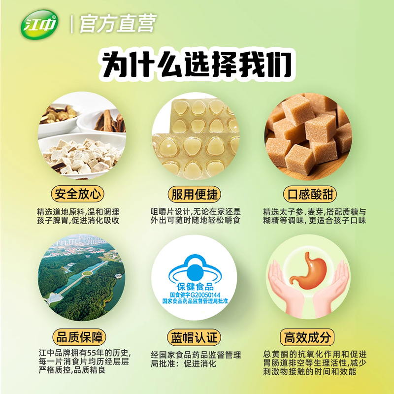 Jiangzhong ブランドの消化錠は、消化を促進し、食欲不振、鼓腸、偏食、大人の消化不良、子供の食事の蓄積、脾臓の強化に役立ちます。|undefined
