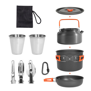 Foreign trade hot outdoor set pot 2-3 people aluminum oxide camping non-stick portable cookware combination cross-border wholesale