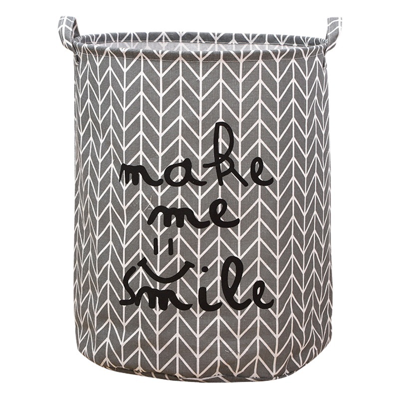 Cross-Border Large Fabric Laundry Basket Toy Storage Bucket Cotton and Linen Laundry Basket Foldable Waterproof Storage Basket
