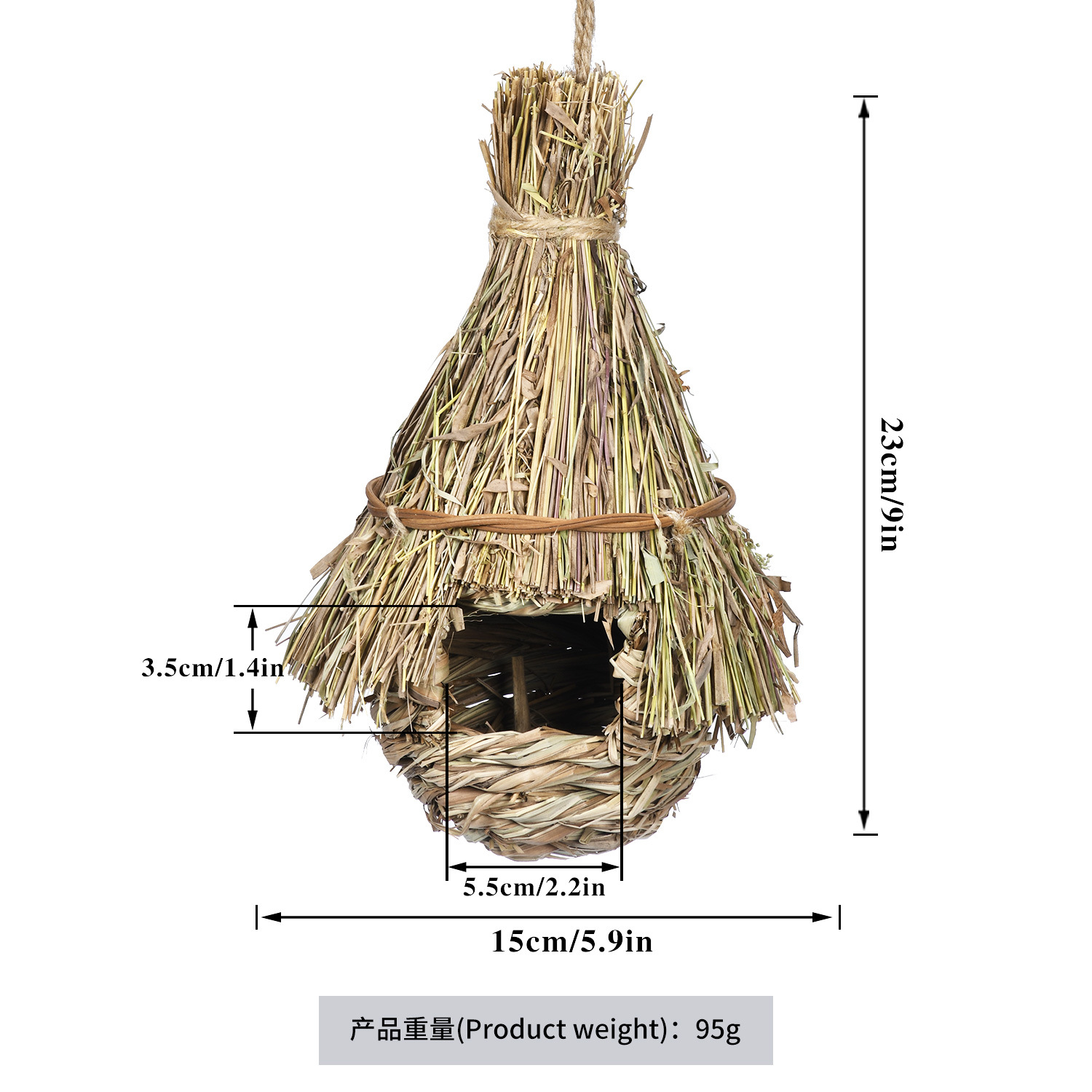 Popular en stock transfronterizo creativo natural heno pájaro casa al aire libre jardinería decoración mascota paja casa Nido de Pájaro image 4