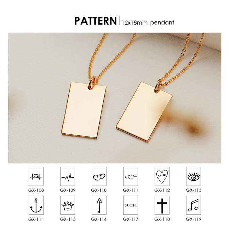 Simple Square Titanium Steel Necklace display picture 1