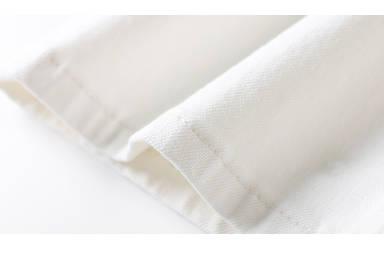 Quần jean nữ cạp cao ống rộng vải lụa cotton co giãn bốn chiều mỏng nhẹ mùa hè — màu trắng chi tiết 30