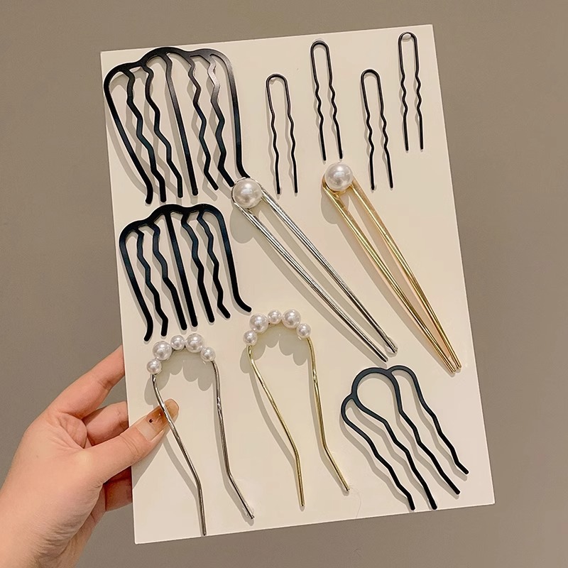 2025 nueva horquilla perla en forma de U, nueva horquilla de pelo de alto nivel femenino chino, horquilla, peine, dispositivo de fijación de cabello
