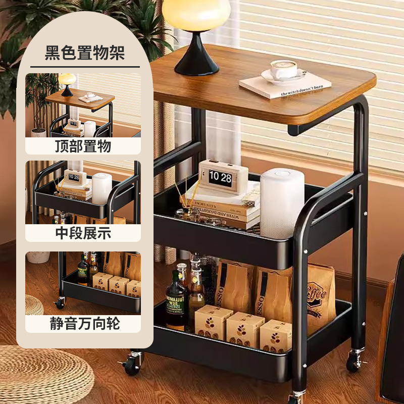 可動収納床置き収納ラックトロリースナック収納ラックレトロ多層収納ラックアンティークリビングルーム|undefined