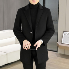 高端手工双面呢子大衣男士秋冬季中长款非羊绒风衣男装羊毛呢外套