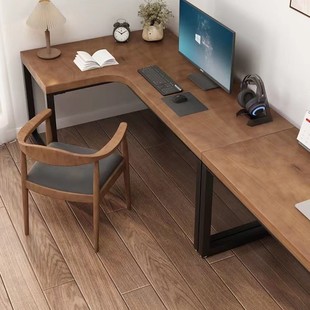 Solid wood desk turning corner computer table Student learning table corner tables against the wall workbench bedroom corner desk