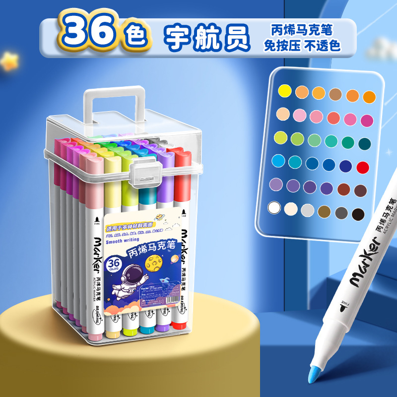 Marcador de acrílico opaco color plegable color niños lavable 48 color estudiantes de escuela primaria de arte jardín de infantes acrílico doble cabeza