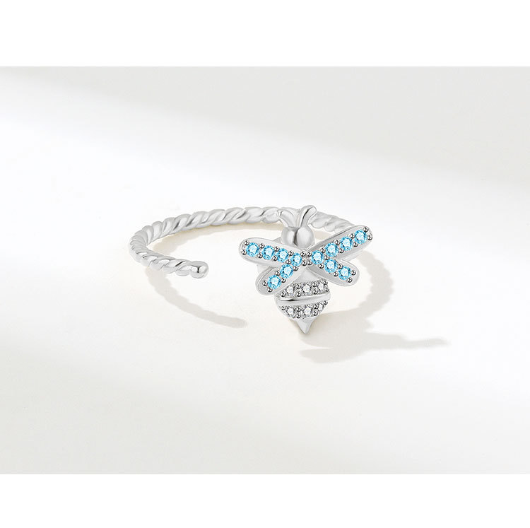 Lady Bee Copper Plating Inlay Zircon Open Ring 1 Piece