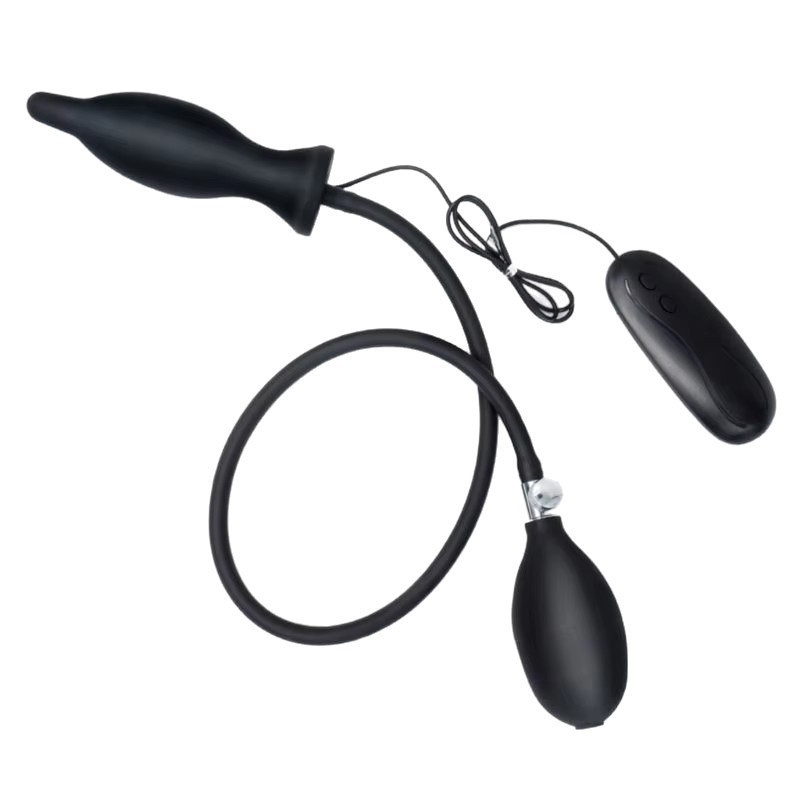 Inflatable Vibrating Anal Plug, 10-Frequency Silicone Expanding Prostate Massager, Black — detail image 7