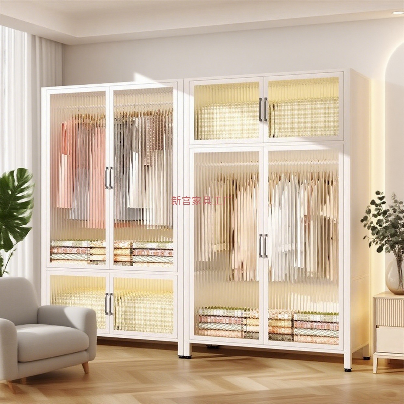 Simple Wardrobe Bedroom Home Rental Assembly Metal All-Steel Frame New Wardrobe Small Apartment Storage Cabinet