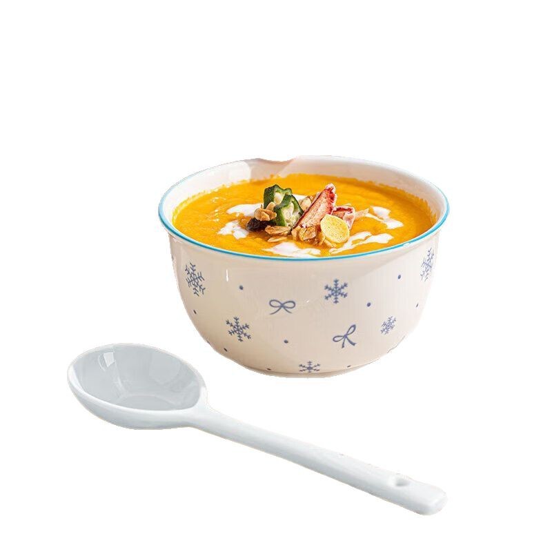Cuenco de arroz de cerámica de color bajo vidriado de dibujos animados, cuencos de fideos de cerámica para niñas lindas, cuencos de sopa, platos de cerámica, juego de vajilla image 6