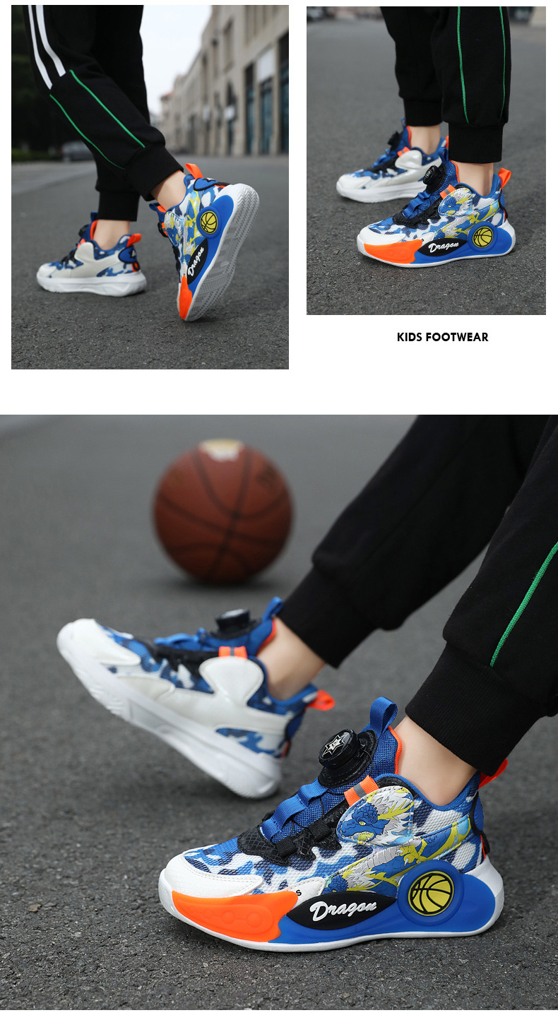 曼巴足迹 儿童篮球鞋春夏男童网面透气运动鞋小学生实战训练
