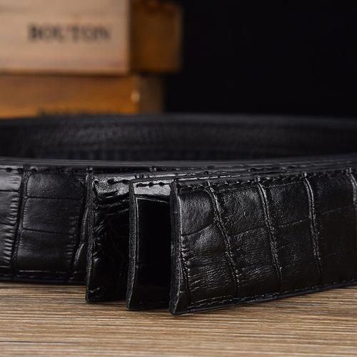 Crocodile pattern leather belt, genuine cowhide leather, casual automatic buckle without head plate, waist belt, manufacturer wholesale