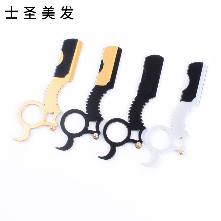Thumb razor hair knife holder stainless steel old-fashioned razor shaver Barber scraper razor shaving head eyebrow scraping