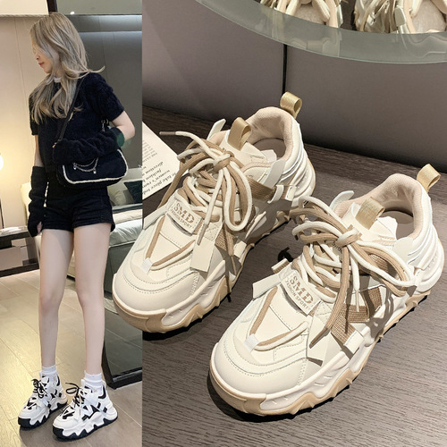  New Dad Shoes Women's Summer Thick Sole Fashionable Hides Feet Couple Shoes Korean Style Student Casual Sports Shoes