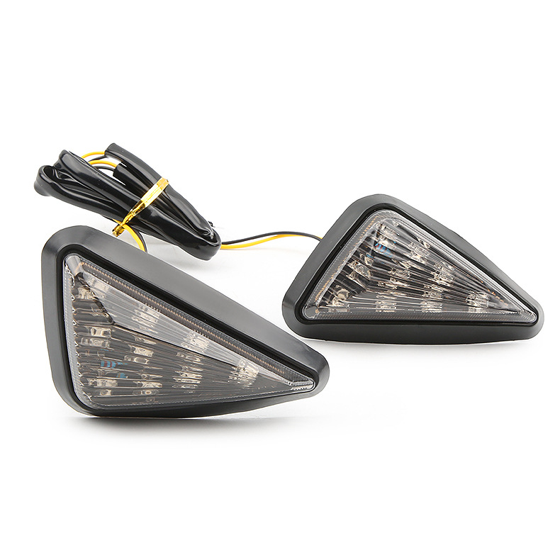Motuoche Motorcycle Sport Car Modified LED Triangle Turn Signal Indicator Front Turn Signal (Dönmə işıqları) - black