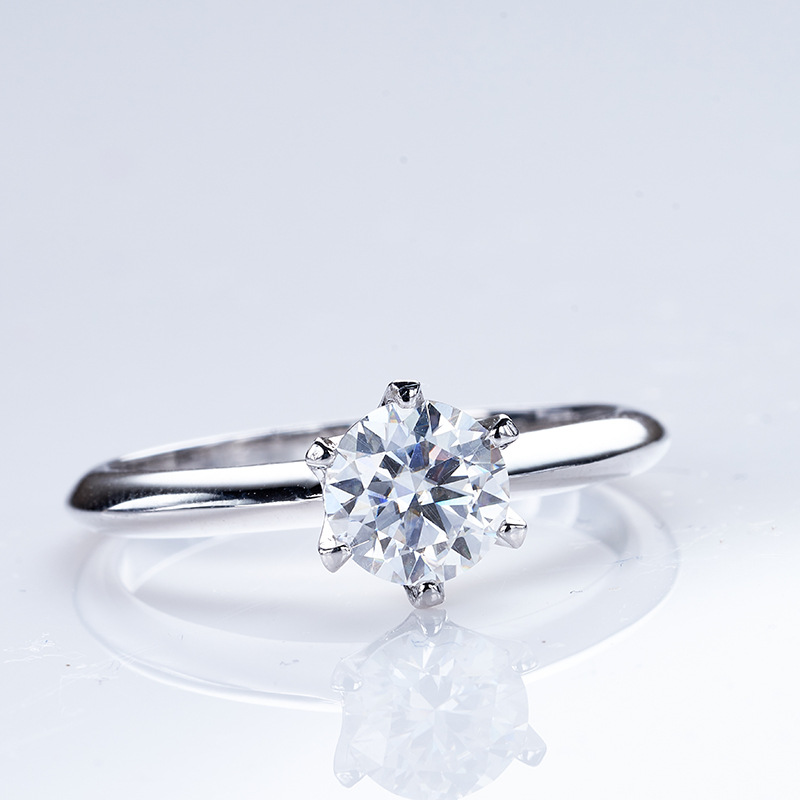 Anillo de piedra de mosaico de color D clásico de seis garras 1 quilate S925 plata esterlina chapado en oro de 18 quilates anillo de piedra de mosaico mujer