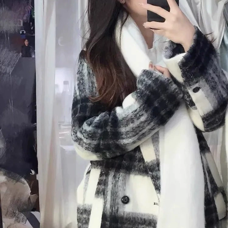 Demi-season woolen coat, 2023, increased thickness, loose fit, high-quality style
