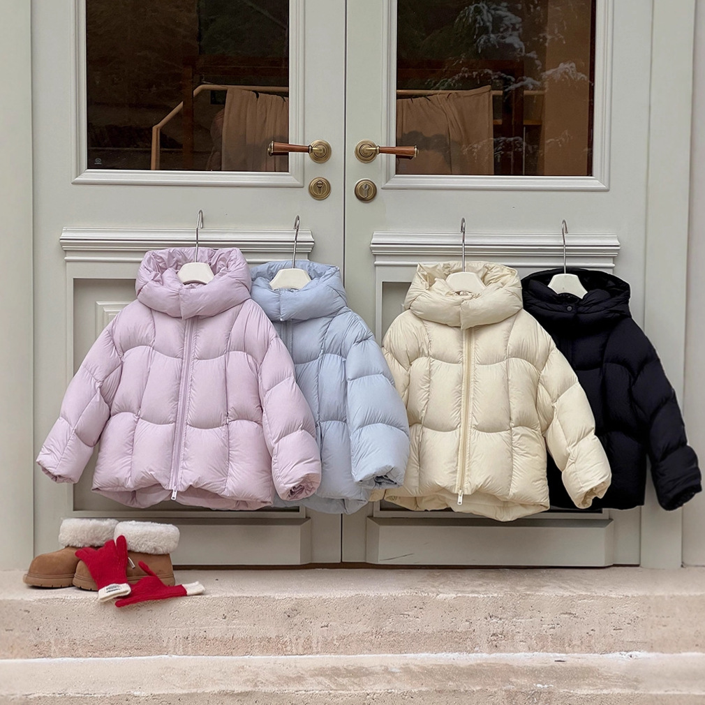 Traceable New National Standard 90 White Duck down Lightweight Warm Hooded Jacket for Children, Thick and Warm, Highly Waterproof Puffer down Jacket