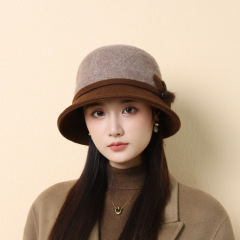 帽子女秋冬中老年羊毛呢休闲盆帽韩版洋气时尚百搭保暖护耳渔夫帽