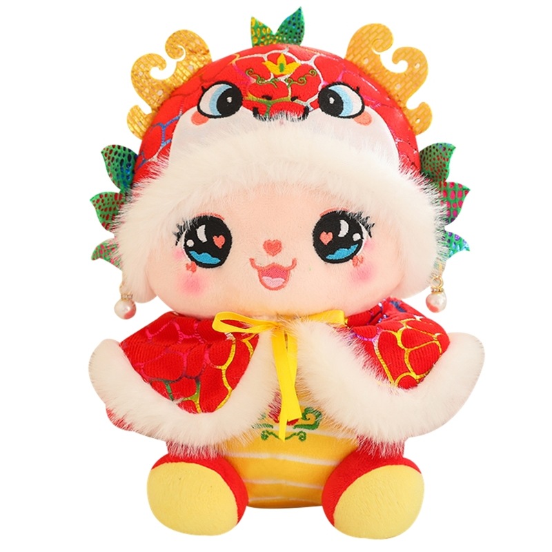 뱀 마스코트 2025 신제품 황금 뱀 축복받은 봉제 장난감 사자 댄스 인형 기업 선물 인형의 해