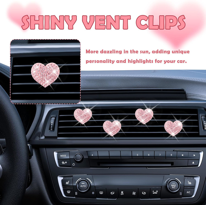Overseas E-Commerce Specializes in Peach Heart Rhinestone Clay Car Air Outlet Clip Car Air Outlet Decorative Perfume Clip