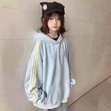 韩版hiphop潮牌三条杠连帽卫衣女春秋季oversize高级感超好看外套