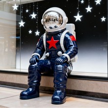 酒店商场室内大型落地摆件商场售楼处大厅装饰角落太空人玻璃钢雕