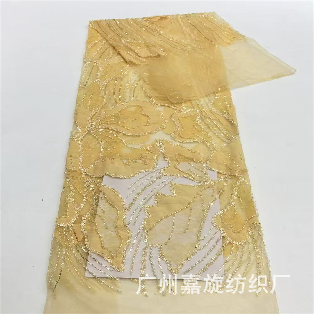 Nuevo tejido de encaje de tubo con lentejuelas bordadas con láser, vestido de noche infantil, tela bordada, tela de encaje