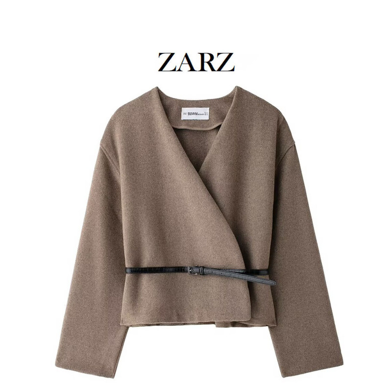 ZARZ homemade European and American style new women's classic fashion with belt soft coat 1255837