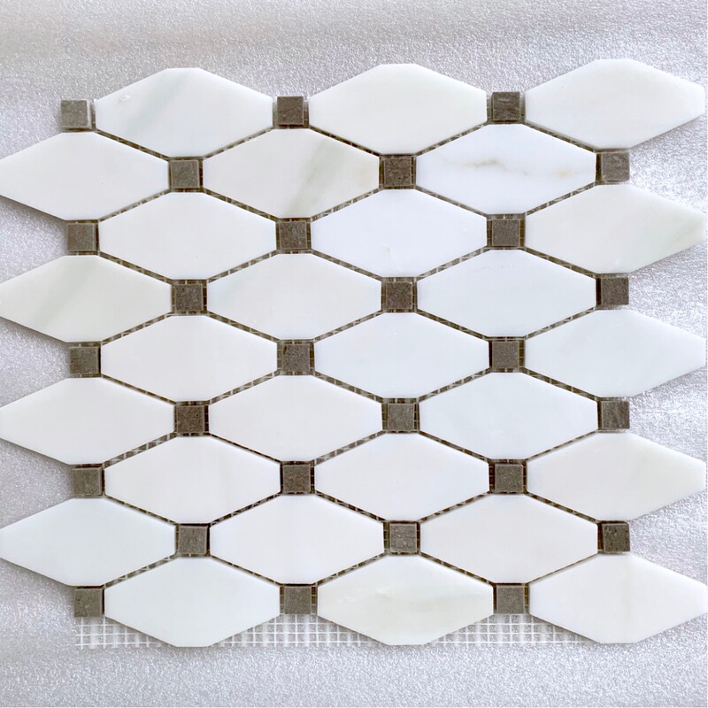 Marble handmade octagonal brick retro French natural stone black and white tile bathroom kitchen background wall floor tile
