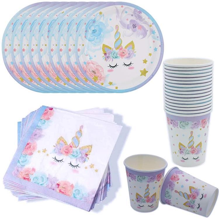 Children's Unicorn Theme Party Tableware Set: Napkins, Paper Plates, Paper Cups, Party Plates, Disposable Tableware Children's Unicorn Theme Party Tableware Set: Napkins, Paper Plates, Paper Cups, Party Plates, Disposable Tableware