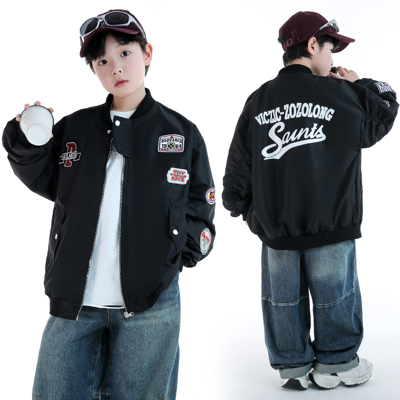 Boys' Autumn Jacket Cool and Stylish 2026 New Children's Baseball Jacket Spring and Autumn Style for Older Kids Spring Jacket Trendy Top Boys' Autumn Jacket Cool and Stylish 2026 New Children's Baseball Jacket Spring and Autumn Style for Older Kids Spring Jacket Trendy Top