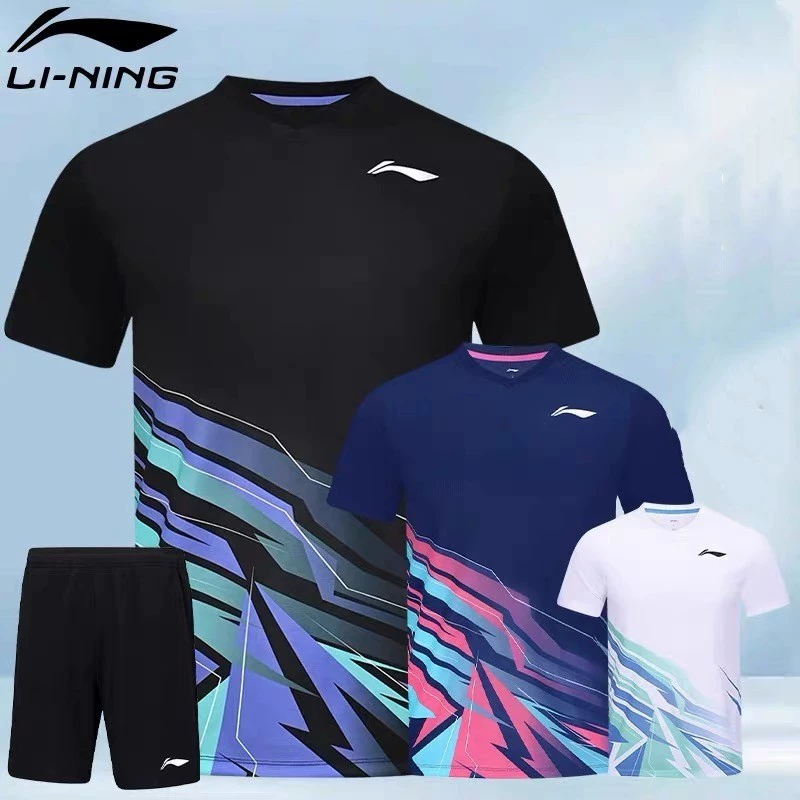 Новые мужские и женские спортивные футболки для покупки быстрой сухой печати LN бадминтонный костюм с короткими рукавами