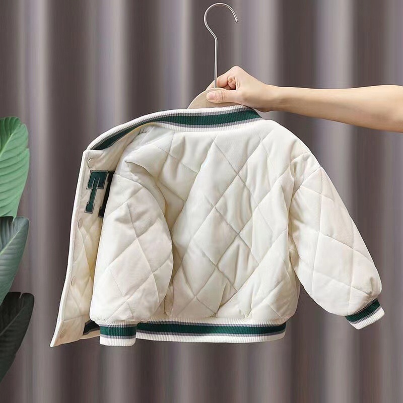Boys and girls Korean-style baseball uniform short coat female baby Autumn and Winter 2022 new Western-style fashionable warm cotton-padded coat