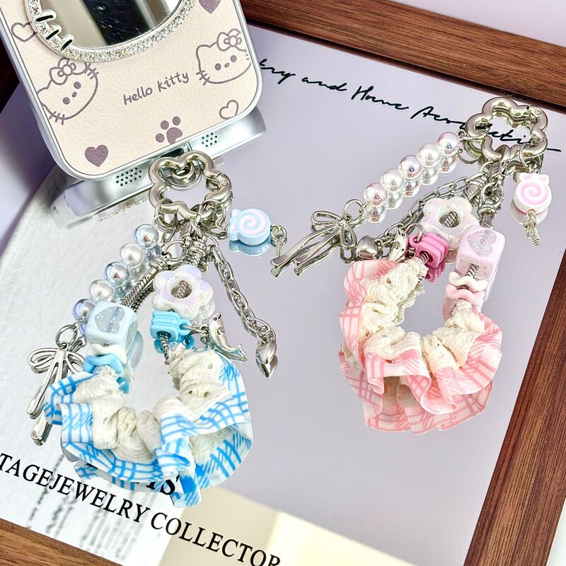 Ballet-style patterned snake bone chain phone strap, handmade beaded bow, sweet girl bag pendant, keychain