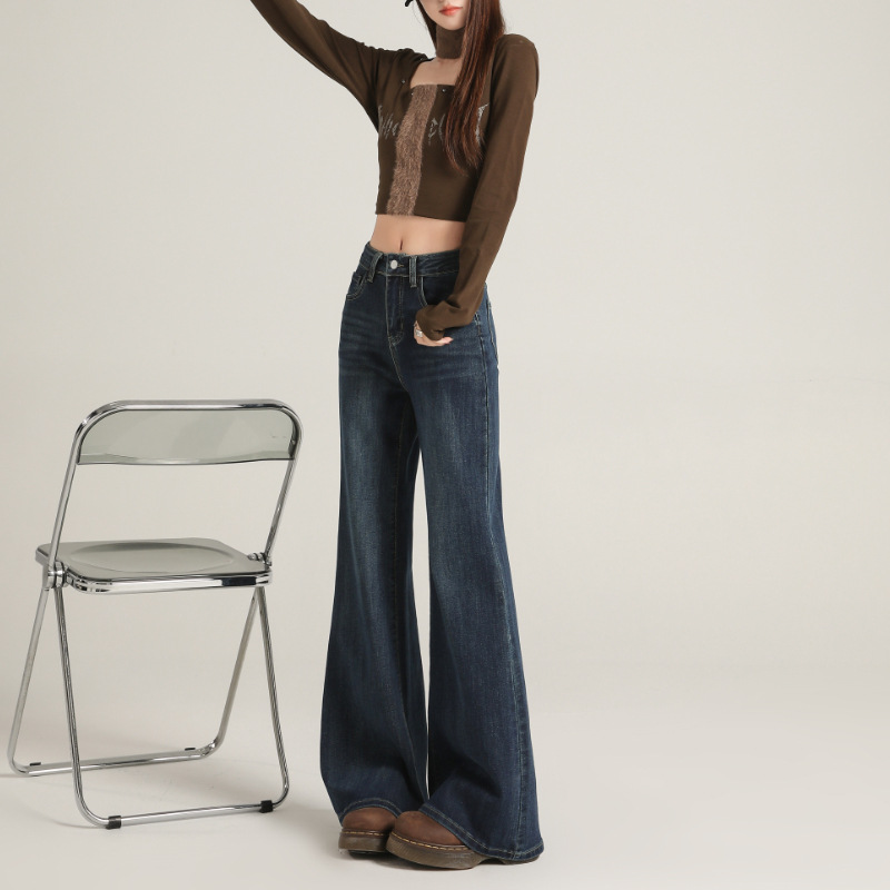 Women’s High-Waisted Flared Jeans – Retro Brown Bootcut Denim Pants, Comfortable Loose Fit For A Stylish & Slimming Look_voghion.com
