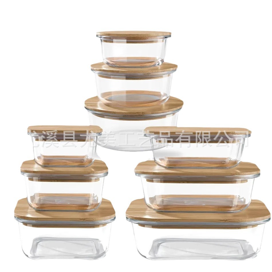 Tapa cuadrada de bambú TAPA DE fiambrera de vidrio tapa de la Caja Bento tapa de la caja de mantenimiento fresco del Hogar Japonés tapa sellada