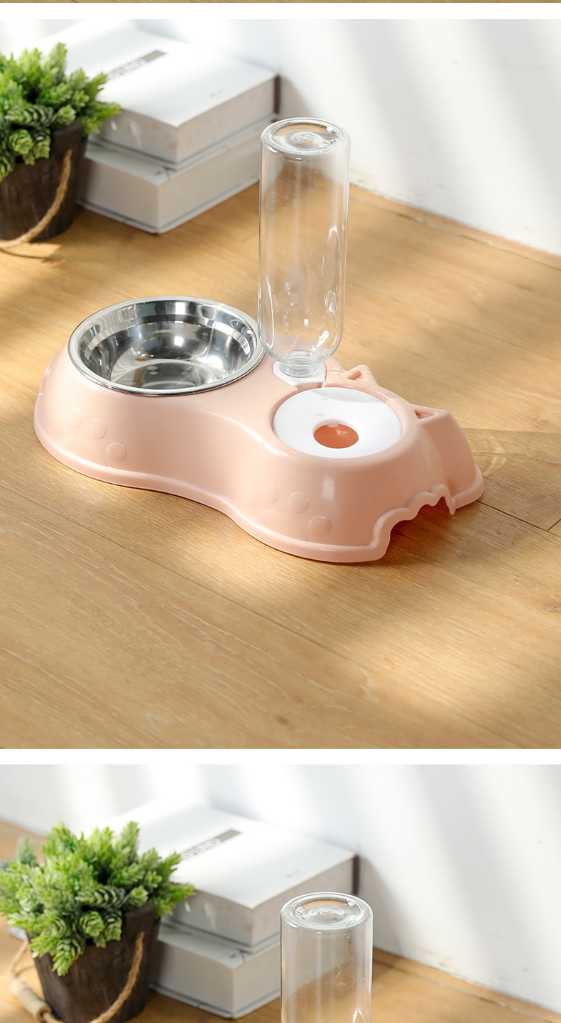 Pet feeding and dispenser automatic refilling, water anti tipping, rice neck protection bowl, cat double bowl_voghion.com