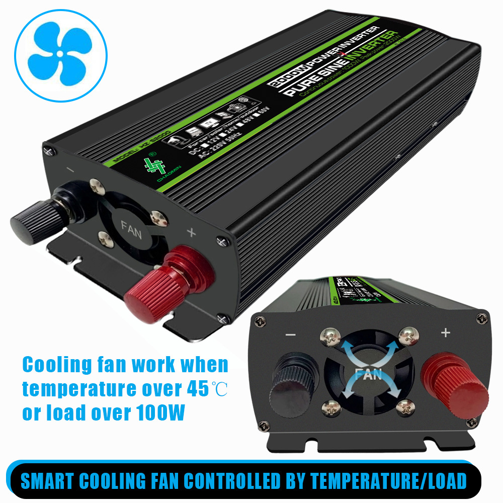 12V转220V110V1000W峰值2000W纯正波逆变器LED显示屏感性负载电器