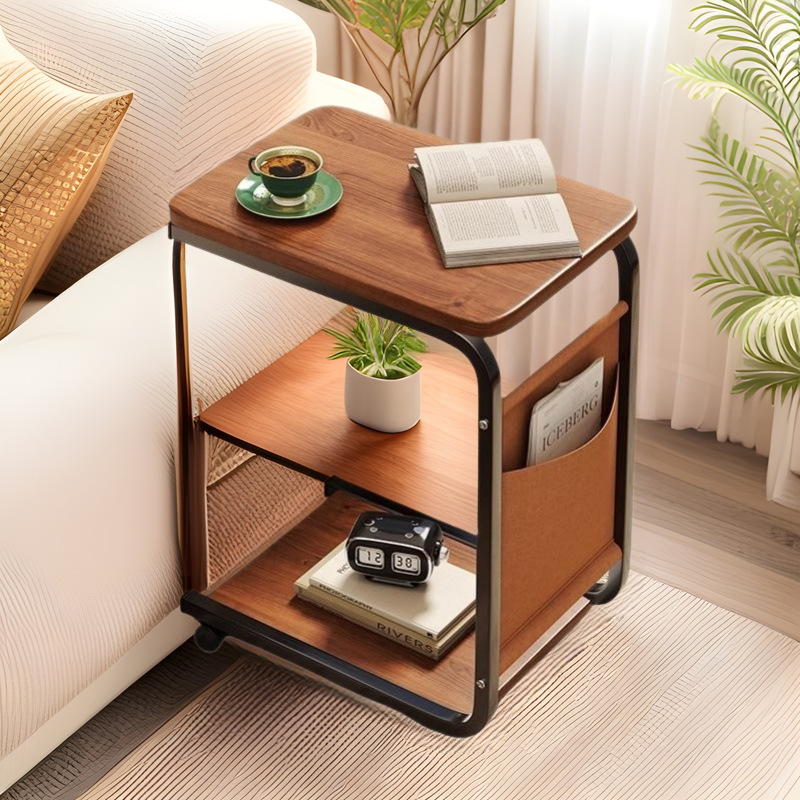 Explosive removable side table with pulley small coffee table sofa side table drinking tea bedside shelf simple living room