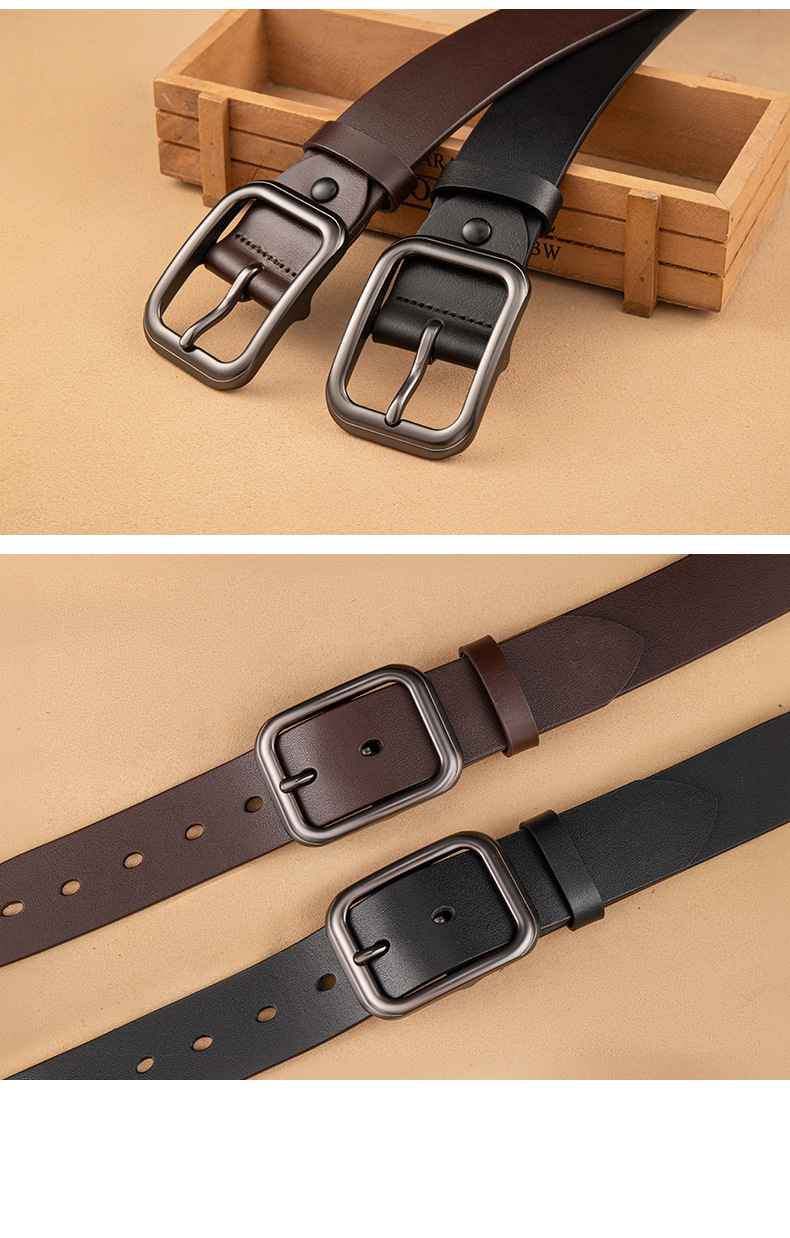 Men's New Style Top Grain Cowhide Belt with Japanese Buckle Genuine Leather High-end Business Versatile Casual Trendy Waistband