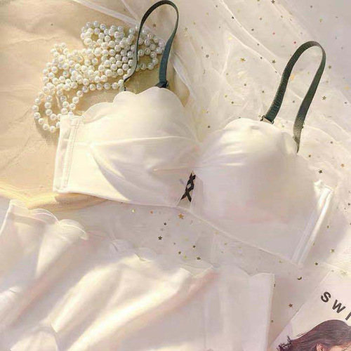 Wireless underwear for women, seamless, beautiful back, small flat chest, push-up, removable shoulder straps to collect side breasts, retro bra set