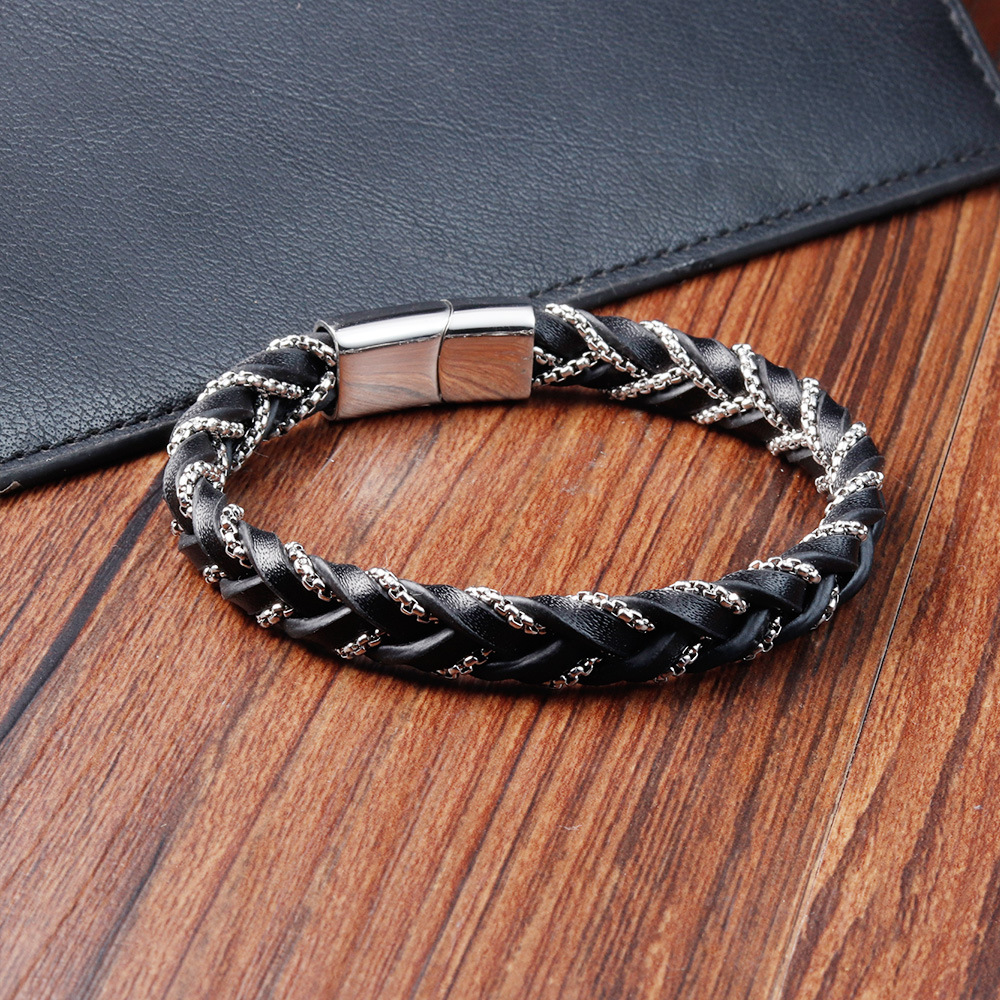 25g Weight Bangle Classification Leather Chain Material 1 Piece Quantity Daily Occasion Leather Material Geometric Pattern Men's Gender Polishing Design Simple Style Style Simple Style Geometric Leather Polishing Men's Bangle Men Cord & Leather Bracelets 8