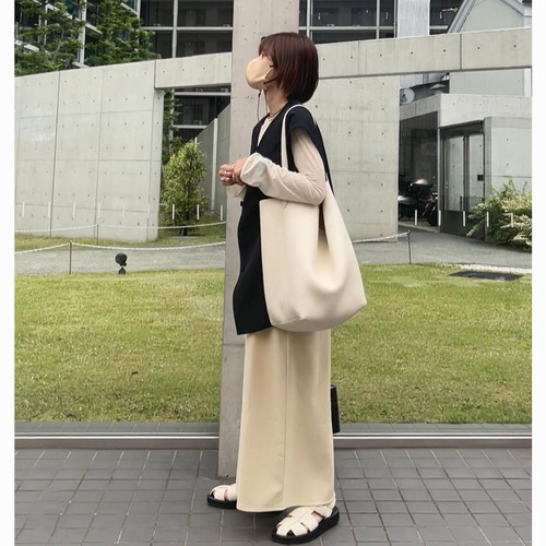 春夏新外贸小众水桶包ins简约大容量单肩包头层软牛皮托特大包女